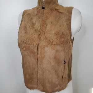Jaime Sadock Brown Rabbit Fur Vest, Size Small